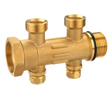 T1189 Hot stamped brass water manifolds 2 way brass fittings